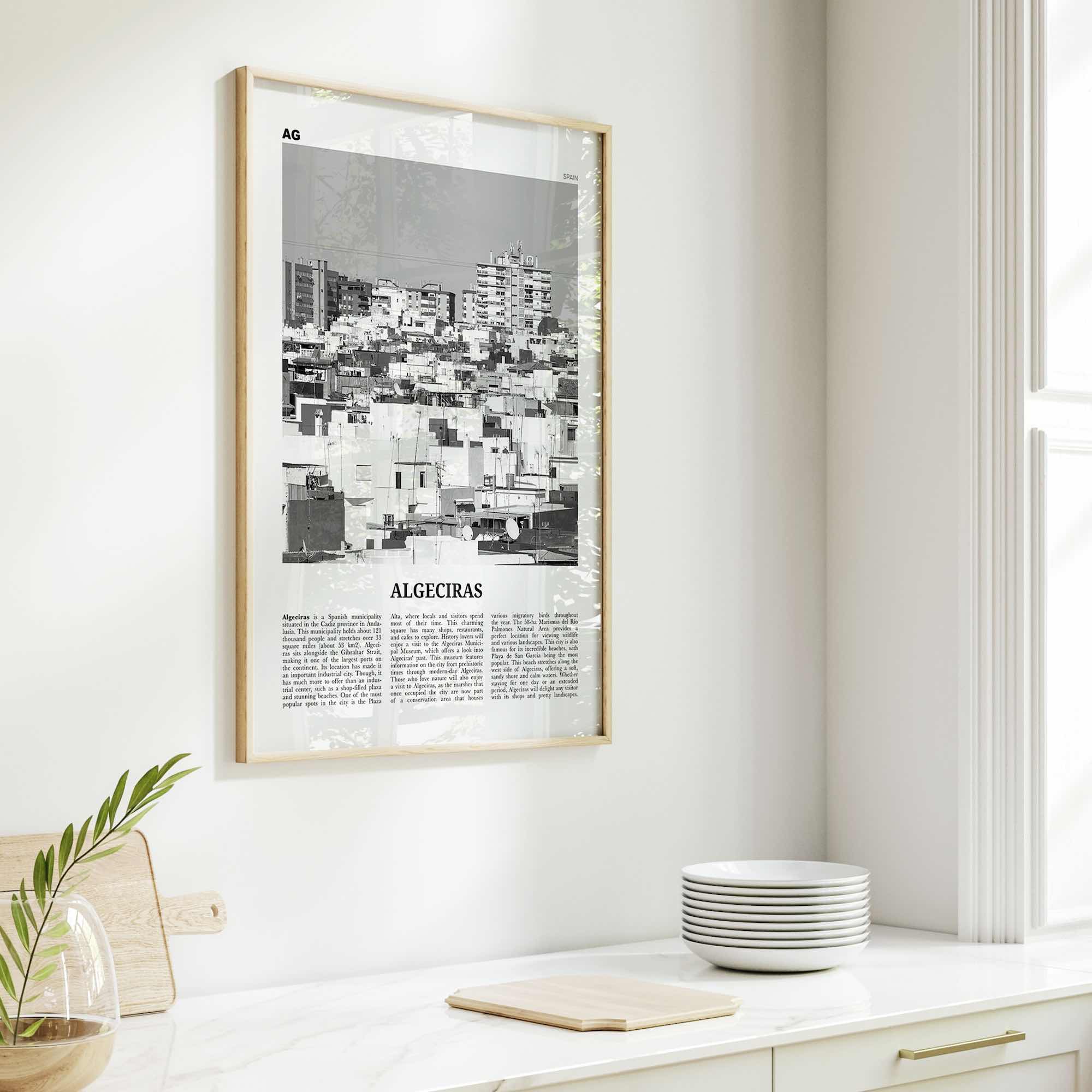 Algeciras Print Black and White, Algeciras Wall Art, Algeciras Poster, Algeciras Photo, Algeciras Wall Décor, Algeciras Map,