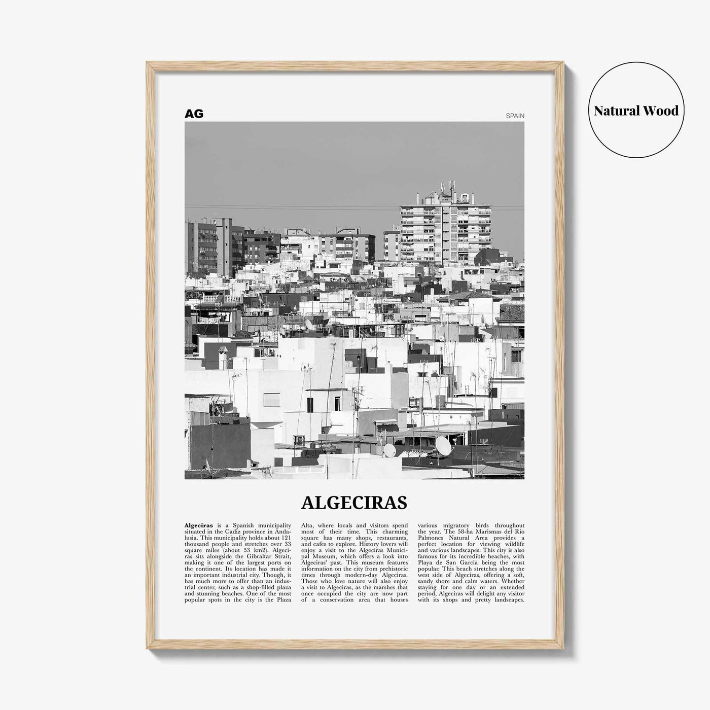Algeciras Print Black and White, Algeciras Wall Art, Algeciras Poster, Algeciras Photo, Algeciras Wall Décor, Algeciras Map,