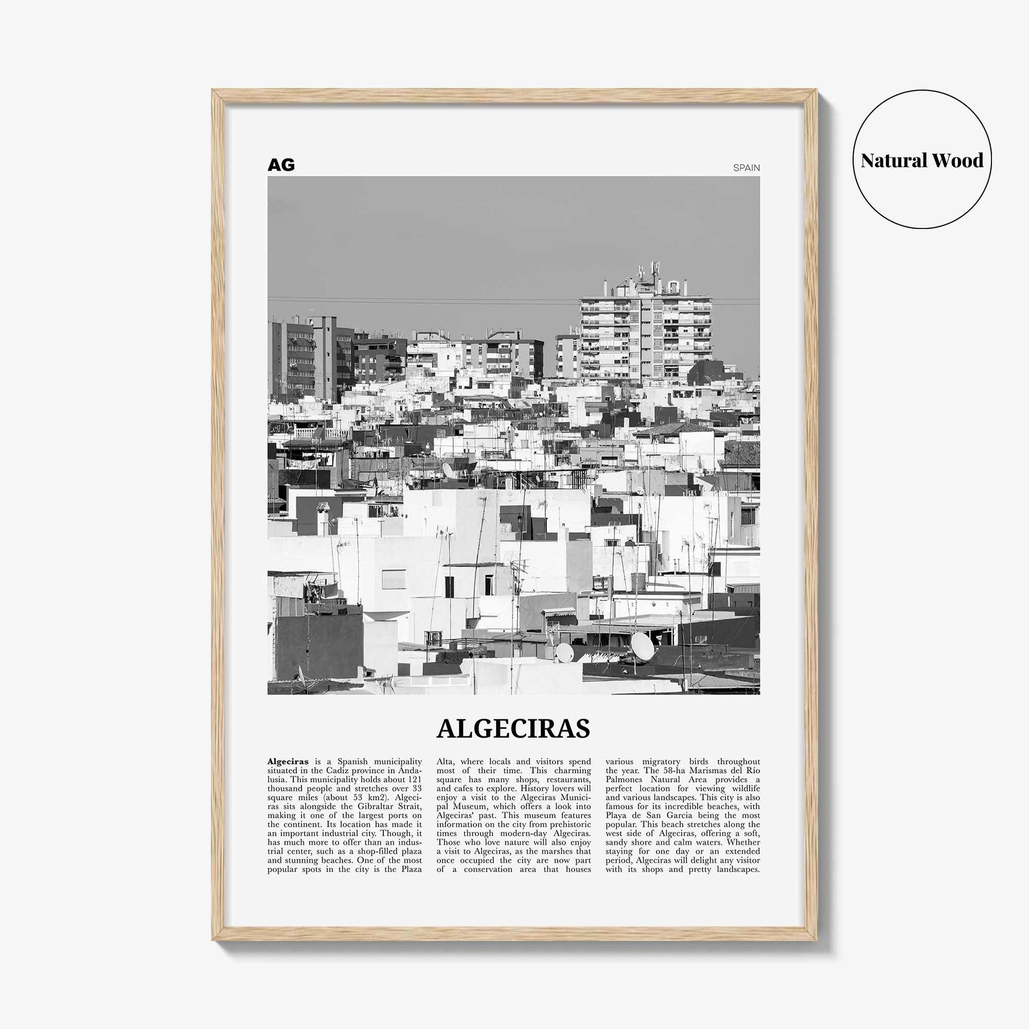 Algeciras Print Black and White, Algeciras Wall Art, Algeciras Poster, Algeciras Photo, Algeciras Wall Décor, Algeciras Map,