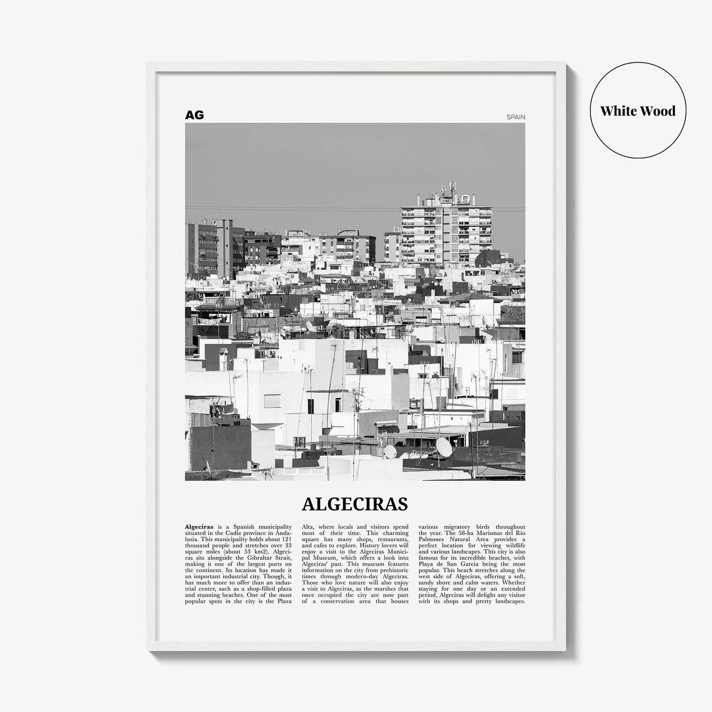Algeciras Print Black and White, Algeciras Wall Art, Algeciras Poster, Algeciras Photo, Algeciras Wall Décor, Algeciras Map,