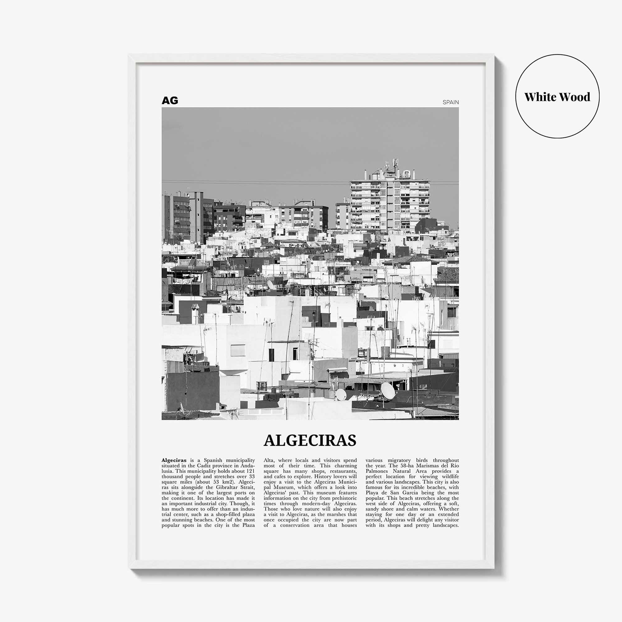 Algeciras Print Black and White, Algeciras Wall Art, Algeciras Poster, Algeciras Photo, Algeciras Wall Décor, Algeciras Map,