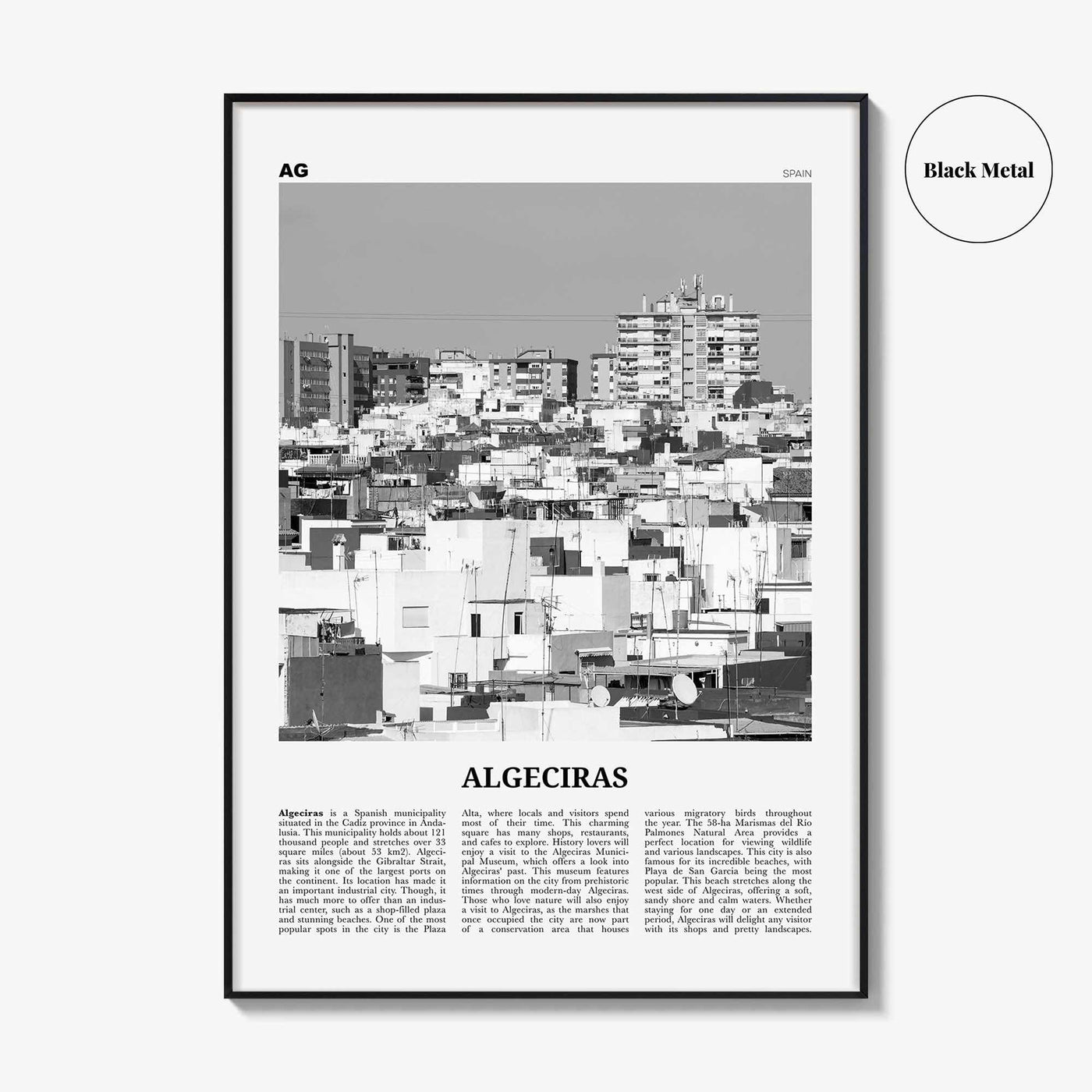 Algeciras Print Black and White, Algeciras Wall Art, Algeciras Poster, Algeciras Photo, Algeciras Wall Décor, Algeciras Map,