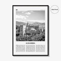 Alhambra Print Black and White, Alhambra Wall Art, Alhambra Poster, Alhambra Photo, Alhambra Map, Alhambra Wall Decor, Granada, Spain