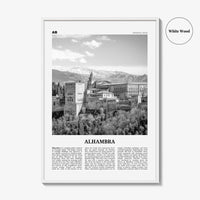 Alhambra Print Black and White, Alhambra Wall Art, Alhambra Poster, Alhambra Photo, Alhambra Map, Alhambra Wall Decor, Granada, Spain