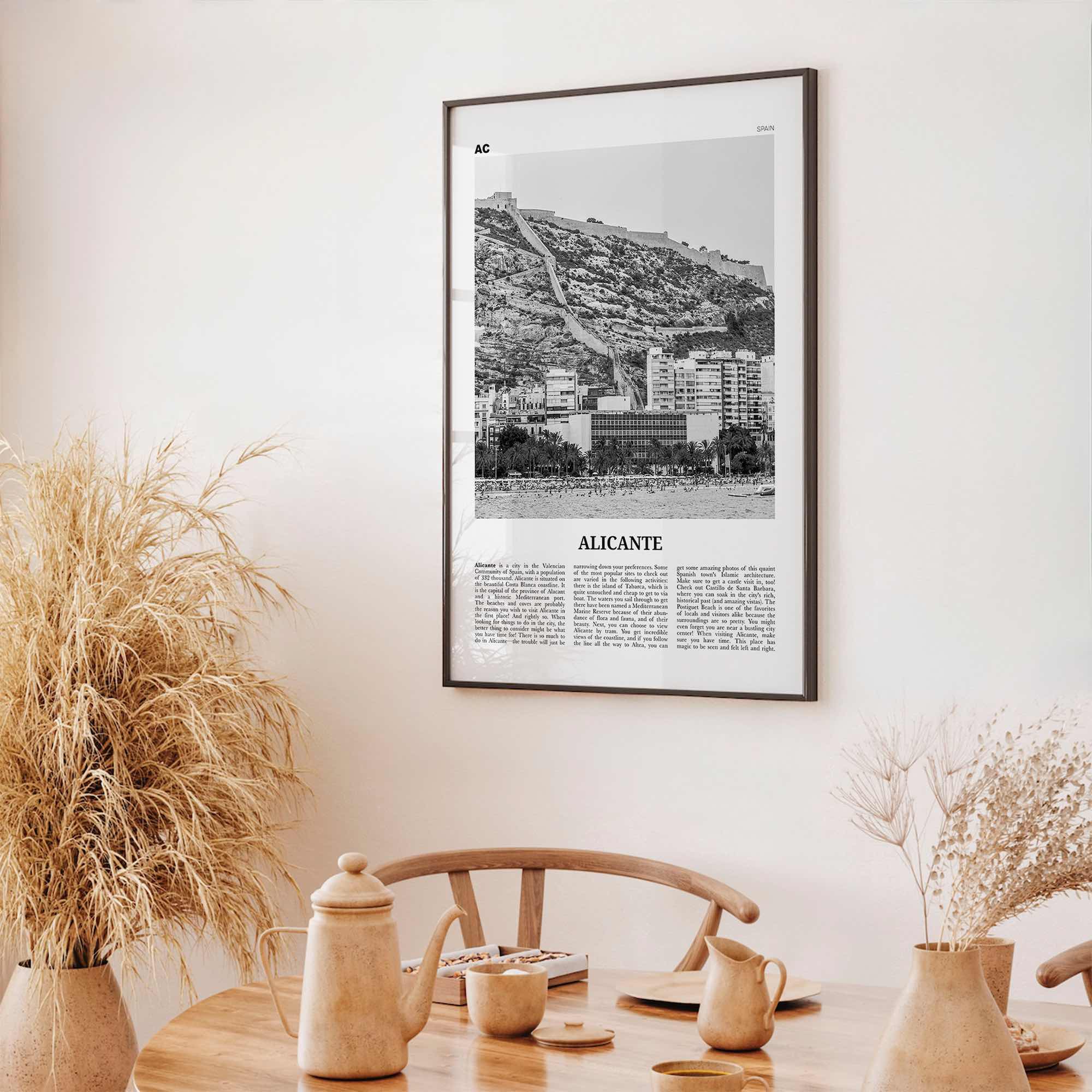Alicante Print Black and White, Alicante Wall Art, Alicante Poster, Alicante Photo, Alicante Wall Décor, Spain, España, Europe