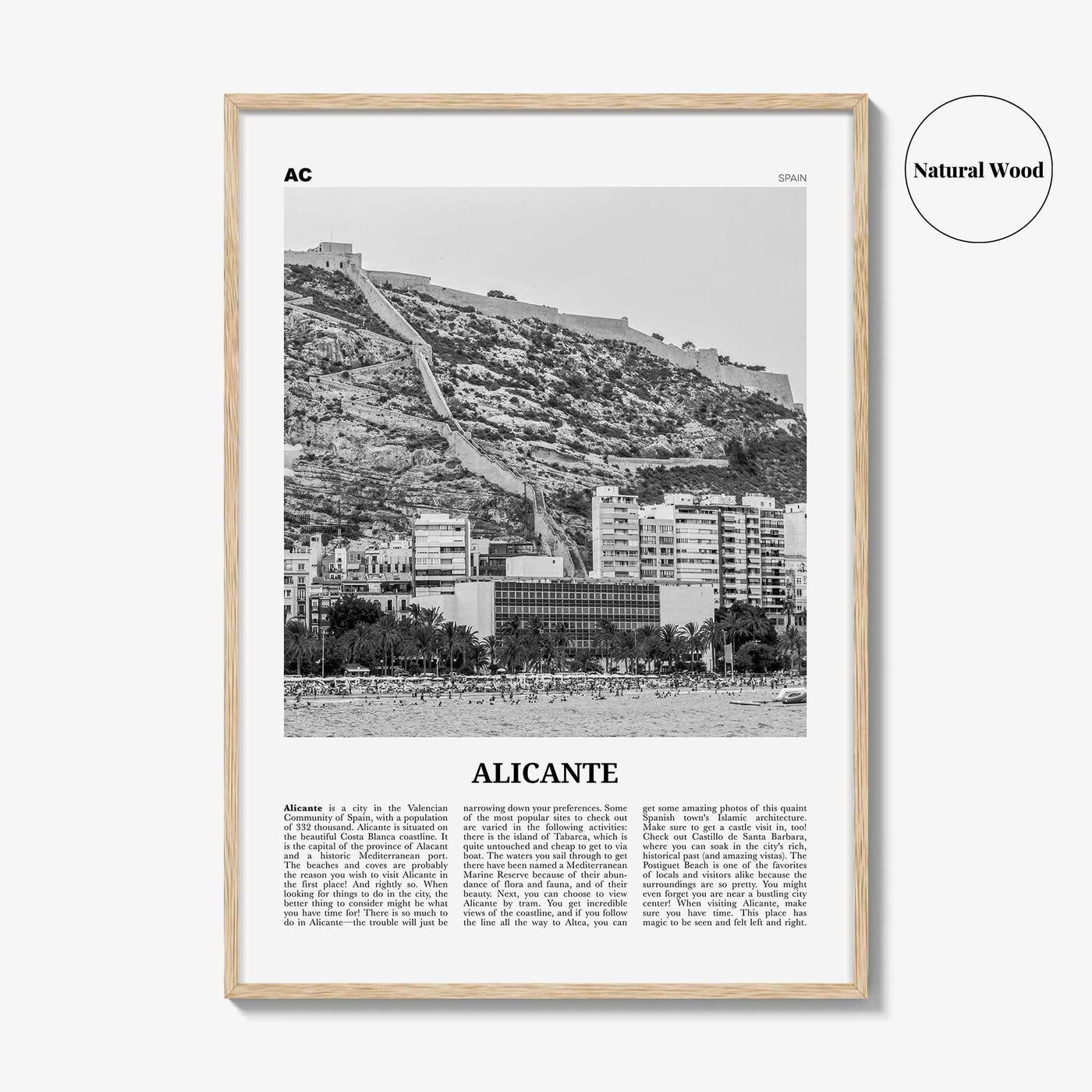Alicante Print Black and White, Alicante Wall Art, Alicante Poster, Alicante Photo, Alicante Wall Décor, Spain, España, Europe
