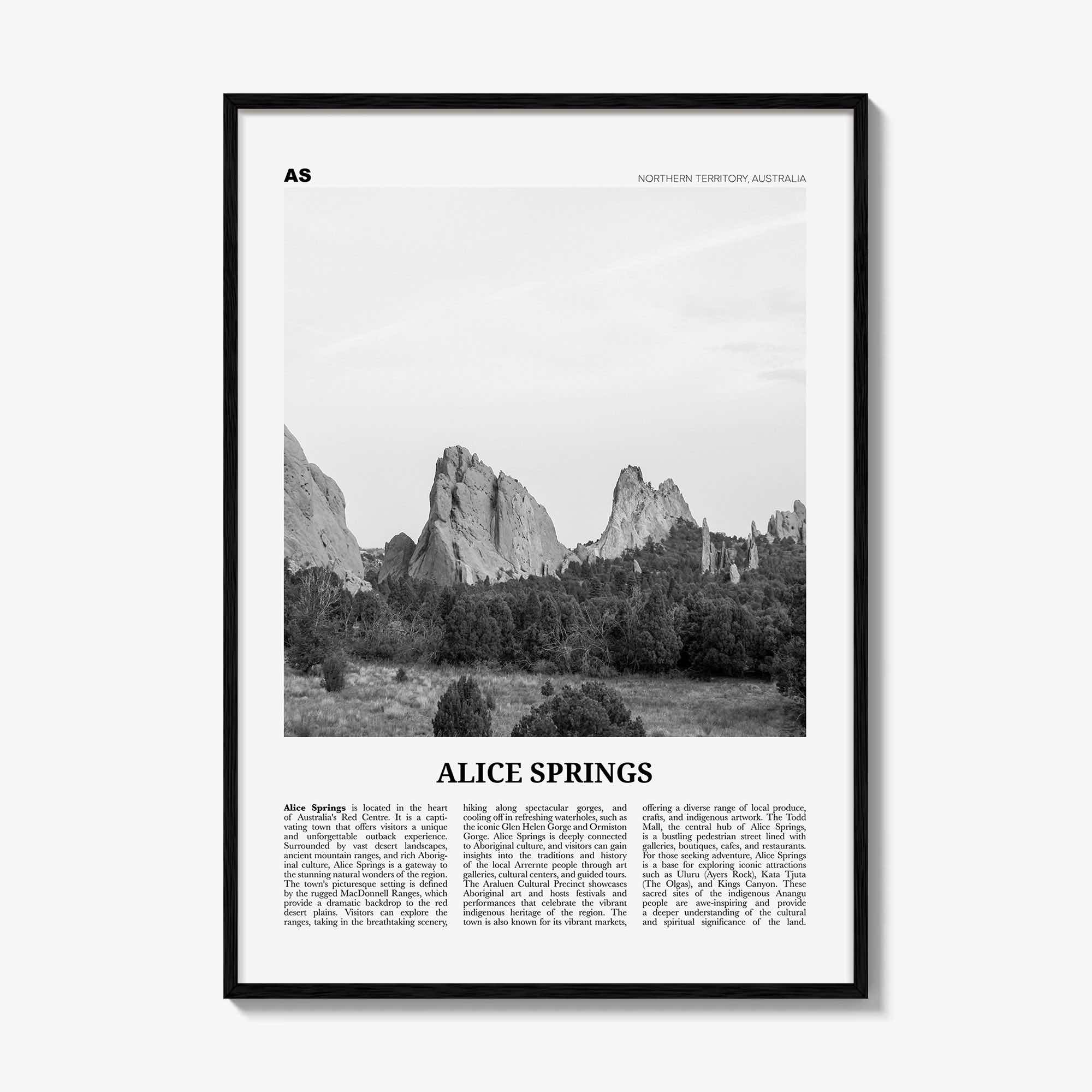 Alice Springs Print Black and White, Alice Springs Wall Art, Alice Springs Poster, Alice Springs Photo, Alice Springs Wall Décor, Australia