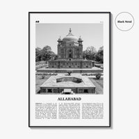 Allahabad Print Black and White, Allahabad Wall Art, Allahabad Poster, Allahabad Photo, Allahabad Wall Décor, Allahabad Map, India
