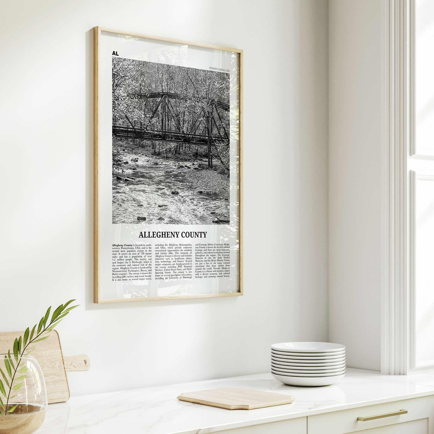 Allegheny County Print Black and White, Allegheny County Wall Art, Allegheny Poster, Allegheny Photo, Allegheny Wall Décor, Allegheny Map