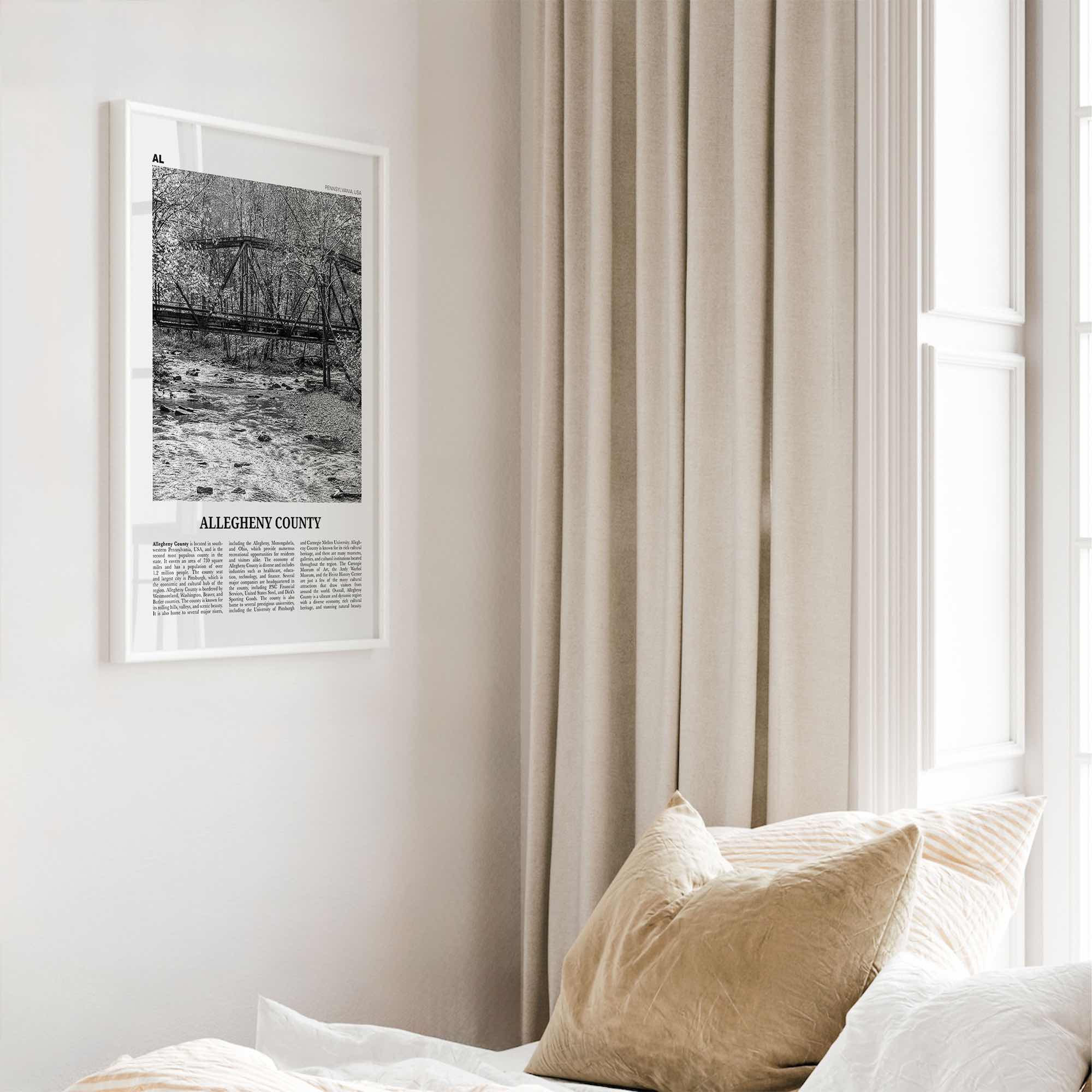 Allegheny County Print Black and White, Allegheny County Wall Art, Allegheny Poster, Allegheny Photo, Allegheny Wall Décor, Allegheny Map