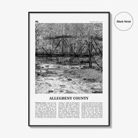 Allegheny County Print Black and White, Allegheny County Wall Art, Allegheny Poster, Allegheny Photo, Allegheny Wall Décor, Allegheny Map