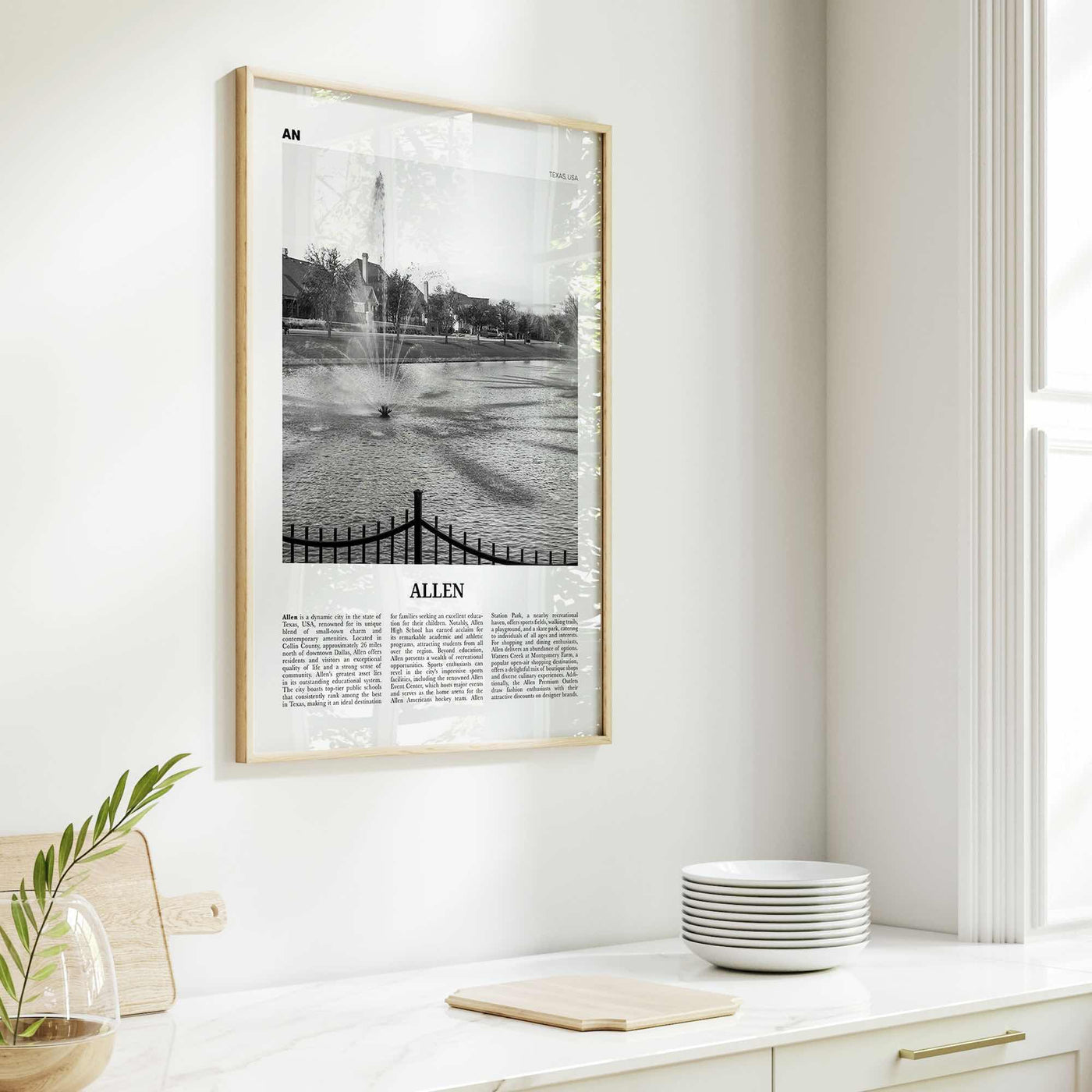 Allen Print Black and White, Allen Wall Art, Allen Poster, Allen Photo, Allen Wall Décor, Allen Map, United States