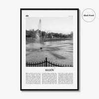 Allen Print Black and White, Allen Wall Art, Allen Poster, Allen Photo, Allen Wall Décor, Allen Map, United States