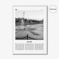 Allen Print Black and White, Allen Wall Art, Allen Poster, Allen Photo, Allen Wall Décor, Allen Map, United States