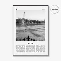 Allen Print Black and White, Allen Wall Art, Allen Poster, Allen Photo, Allen Wall Décor, Allen Map, United States
