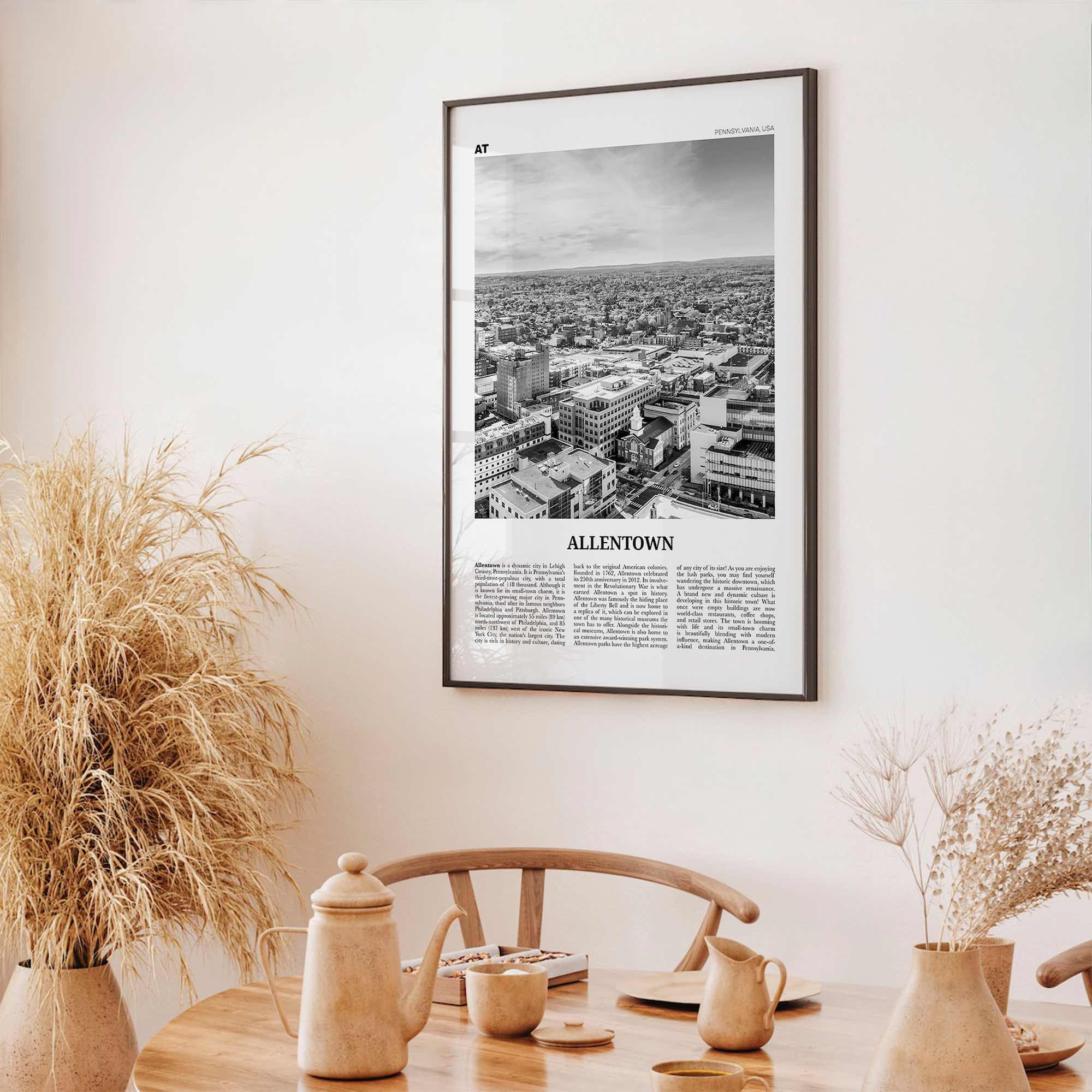 Allentown Print Black and White, Allentown Wall Art, Allentown Poster, Allentown Photo, Allentown Wall Décor, Pennsylvania, USA