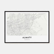 Almaty Map Landscape Poster