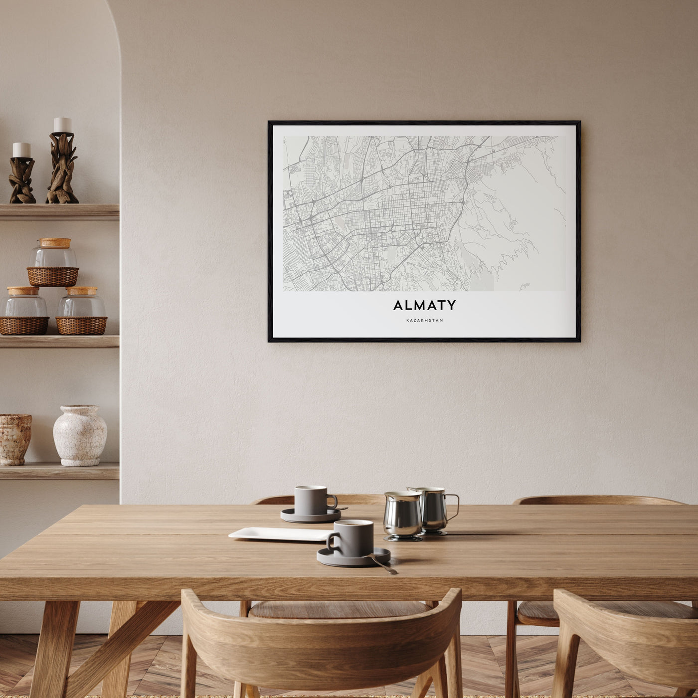 Almaty Map Landscape Poster