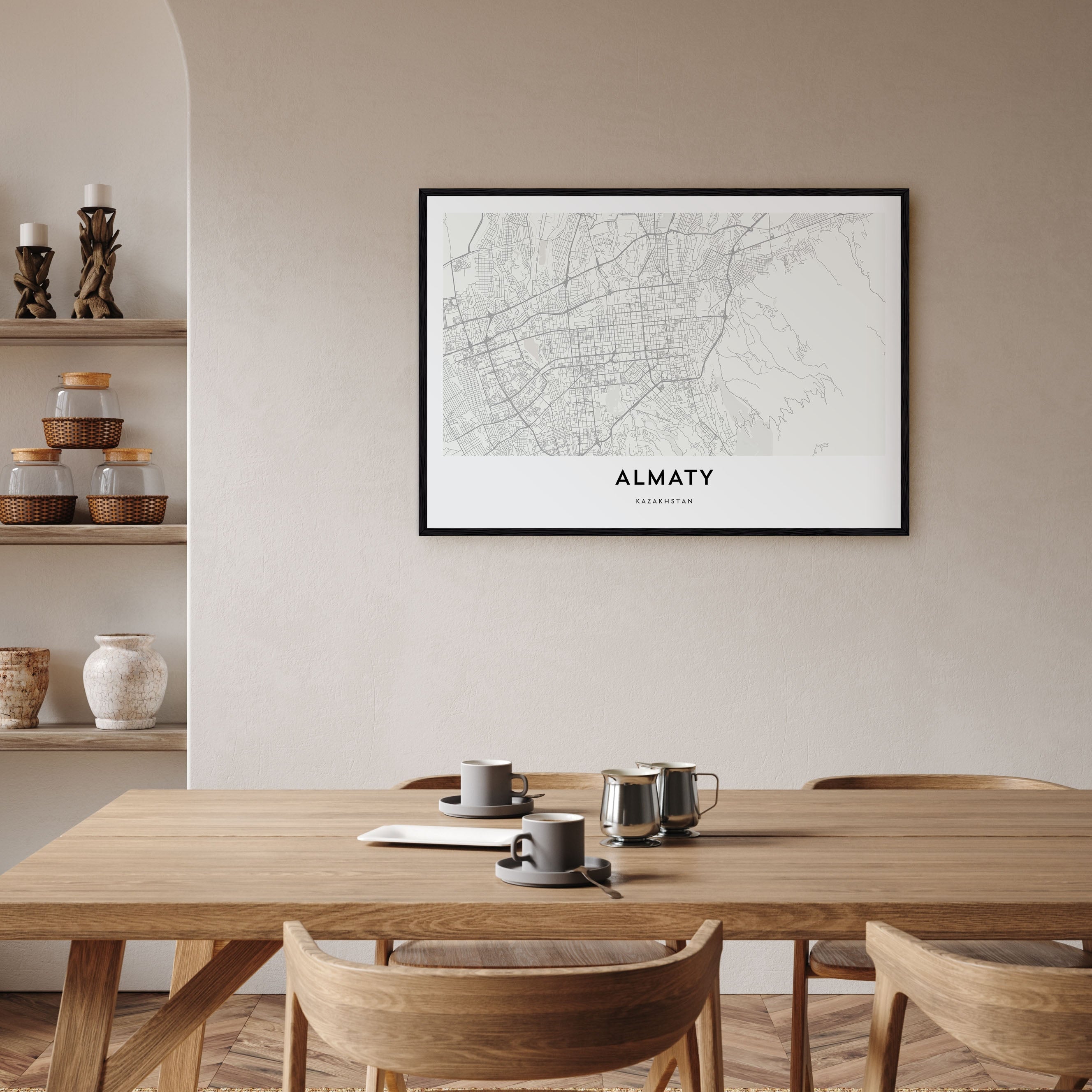 Almaty Map Landscape Poster