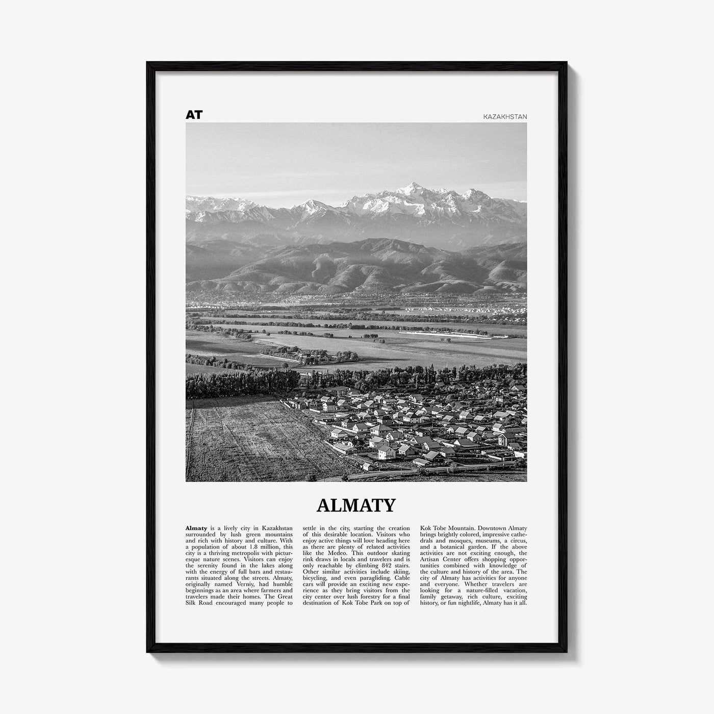 Almaty Print Black and White, Almaty Wall Art, Almaty Poster, Almaty Photo, Almaty Map, Almaty Wall Decor, Kazakhstan