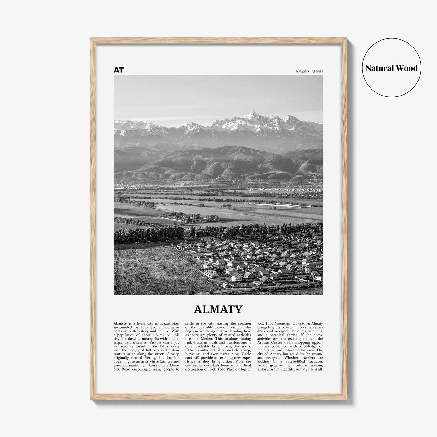 Almaty Print Black and White, Almaty Wall Art, Almaty Poster, Almaty Photo, Almaty Map, Almaty Wall Decor, Kazakhstan
