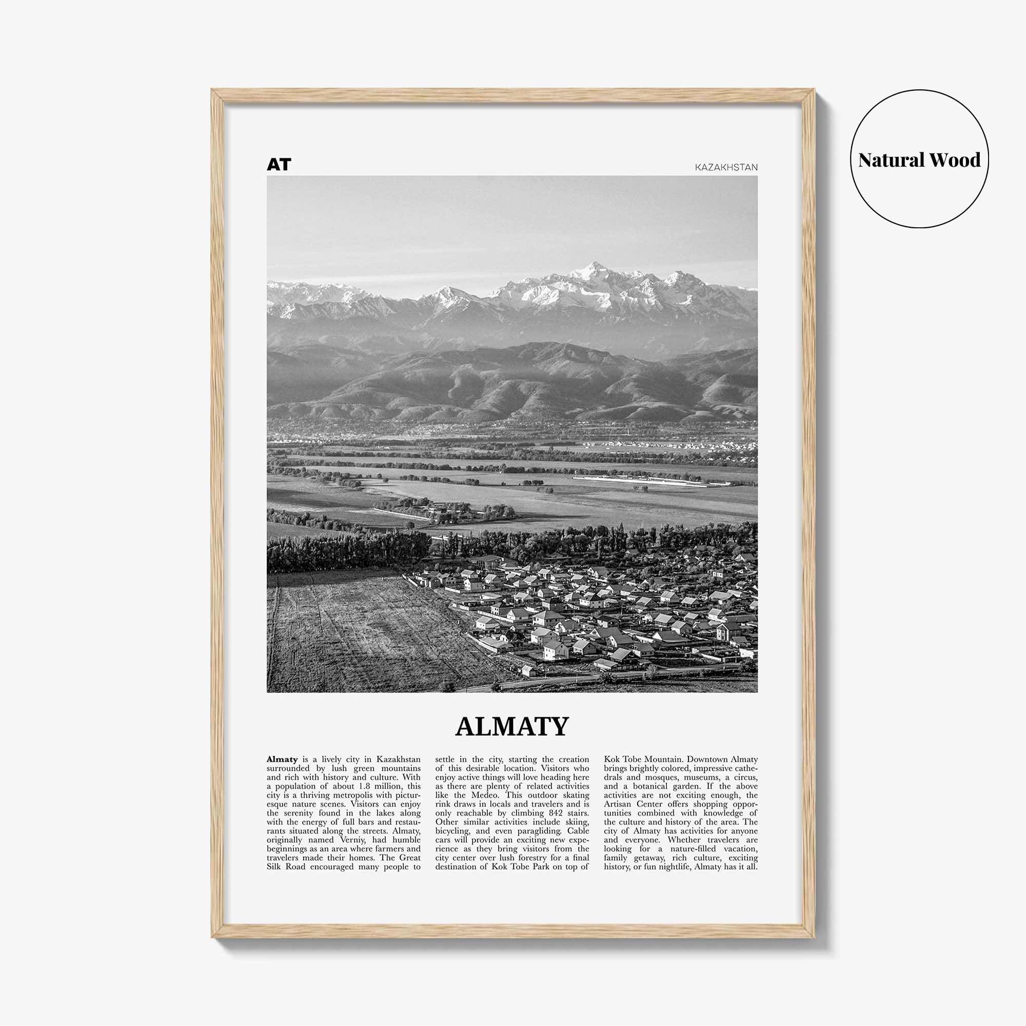 Almaty Print Black and White, Almaty Wall Art, Almaty Poster, Almaty Photo, Almaty Map, Almaty Wall Decor, Kazakhstan