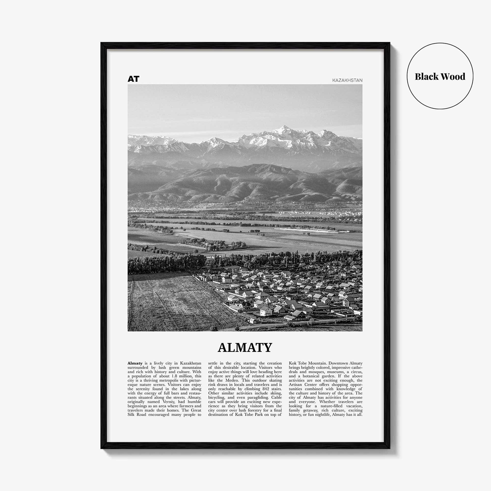 Almaty Print Black and White, Almaty Wall Art, Almaty Poster, Almaty Photo, Almaty Map, Almaty Wall Decor, Kazakhstan