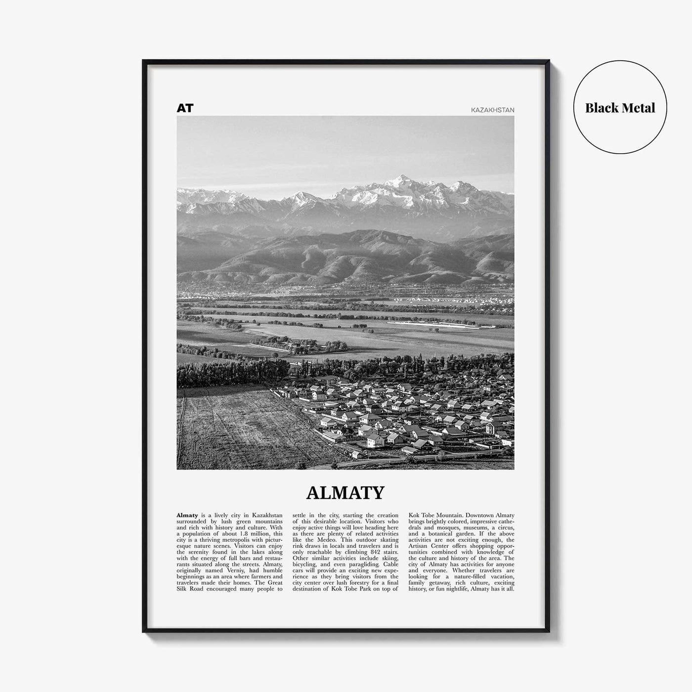 Almaty Print Black and White, Almaty Wall Art, Almaty Poster, Almaty Photo, Almaty Map, Almaty Wall Decor, Kazakhstan
