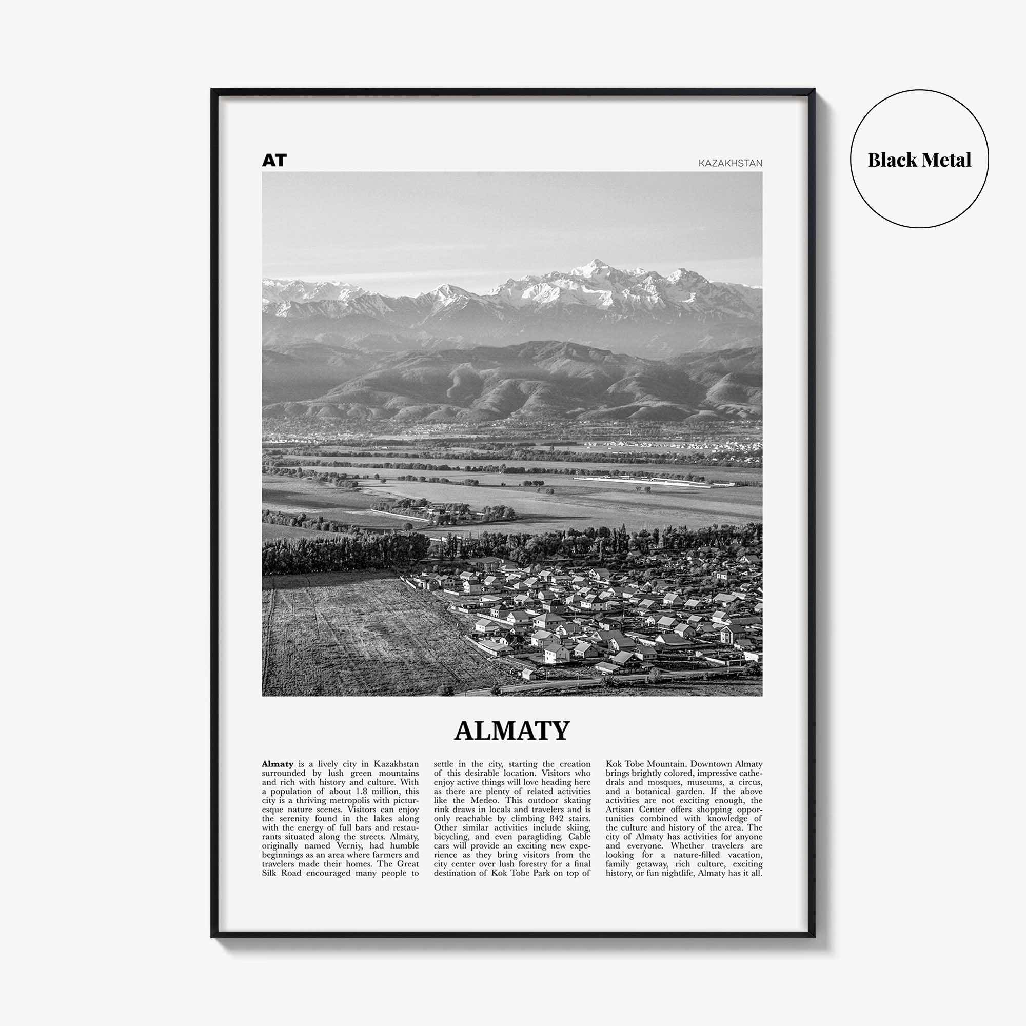 Almaty Print Black and White, Almaty Wall Art, Almaty Poster, Almaty Photo, Almaty Map, Almaty Wall Decor, Kazakhstan