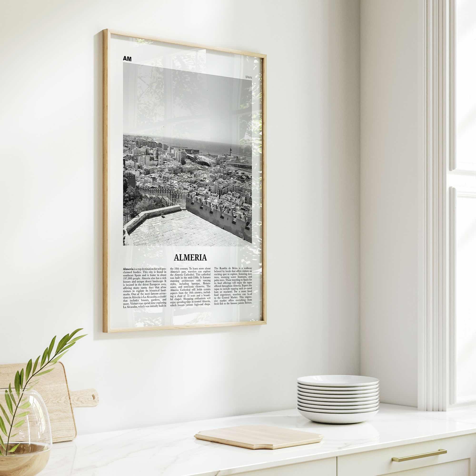 Almeria Print Black and White, Almeria Wall Art, Almeria Poster, Almeria Photo, Almeria Wall Décor, Almeria Map, Spain