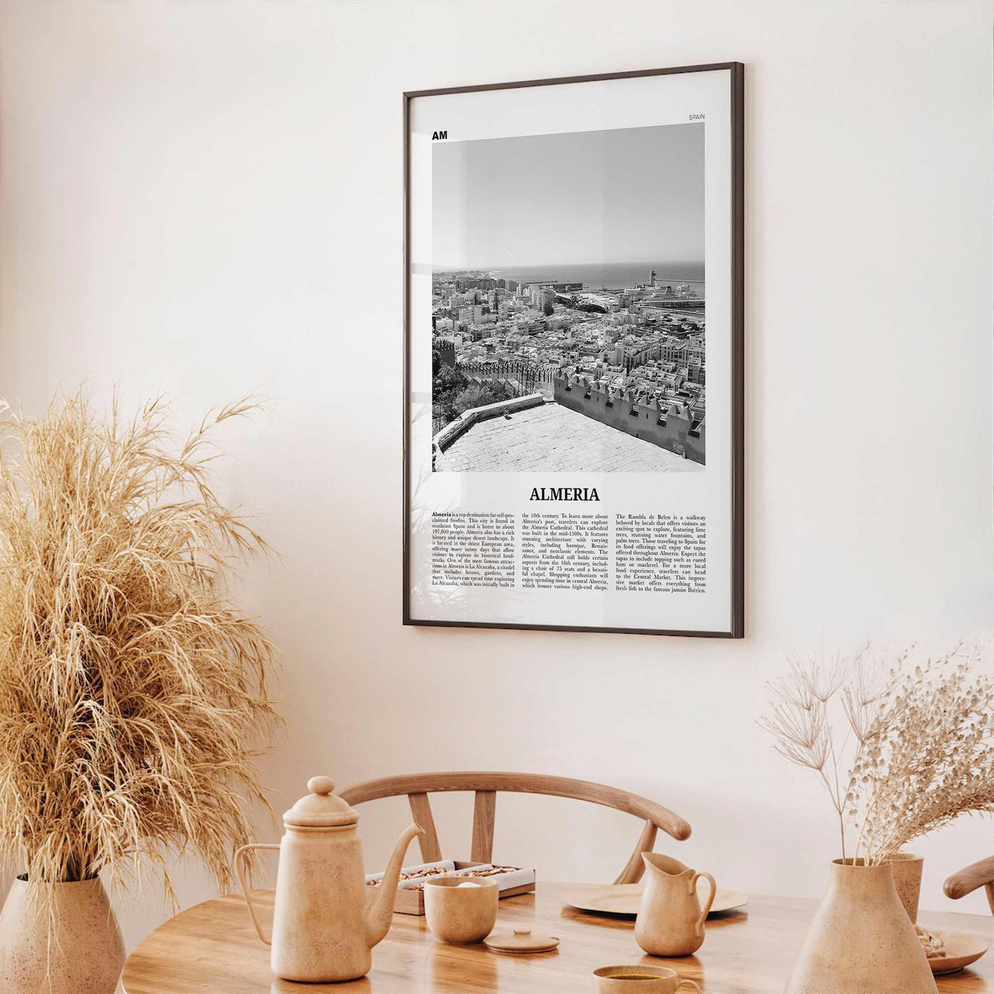 Almeria Print Black and White, Almeria Wall Art, Almeria Poster, Almeria Photo, Almeria Wall Décor, Almeria Map, Spain