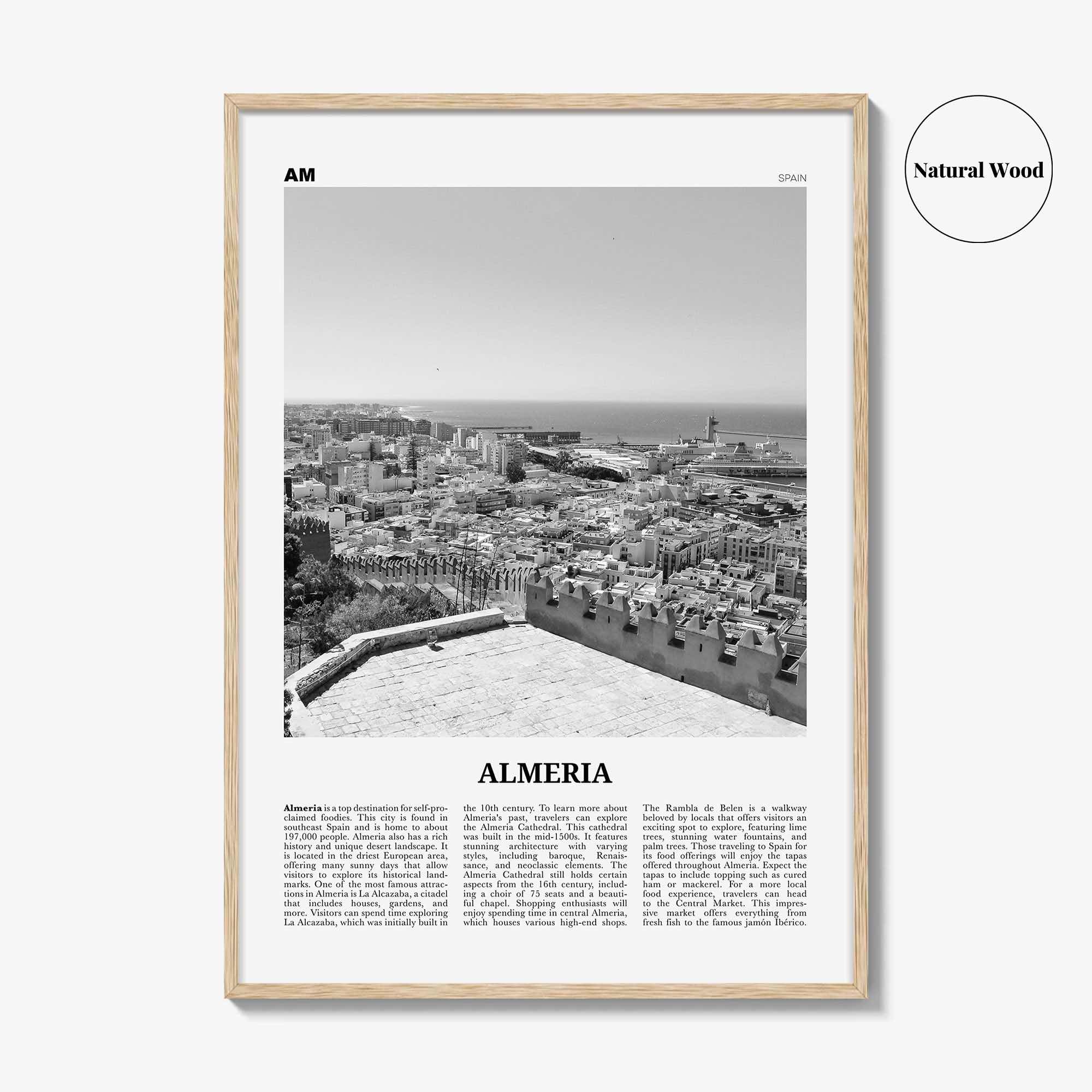 Almeria Print Black and White, Almeria Wall Art, Almeria Poster, Almeria Photo, Almeria Wall Décor, Almeria Map, Spain