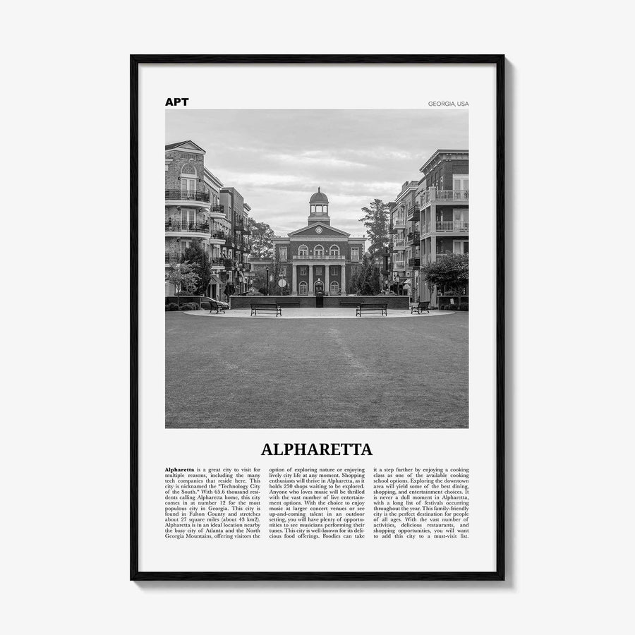 Alpharetta Print Black and White, Alpharetta Wall Art, Alpharetta Poster, Alpharetta Photo, Alpharetta Décor, Alpharetta Map, Georgia, USA