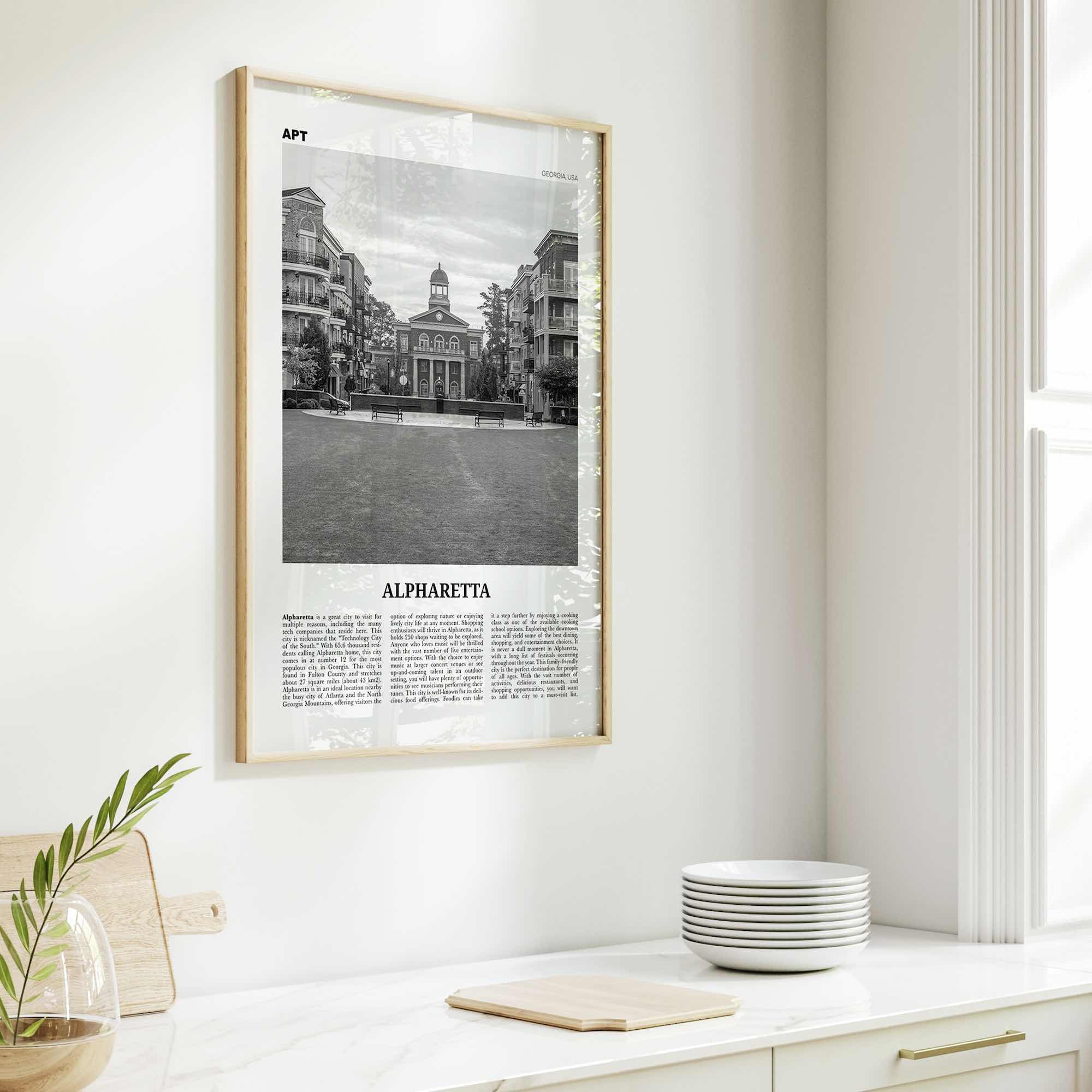 Alpharetta Print Black and White, Alpharetta Wall Art, Alpharetta Poster, Alpharetta Photo, Alpharetta Décor, Alpharetta Map, Georgia, USA