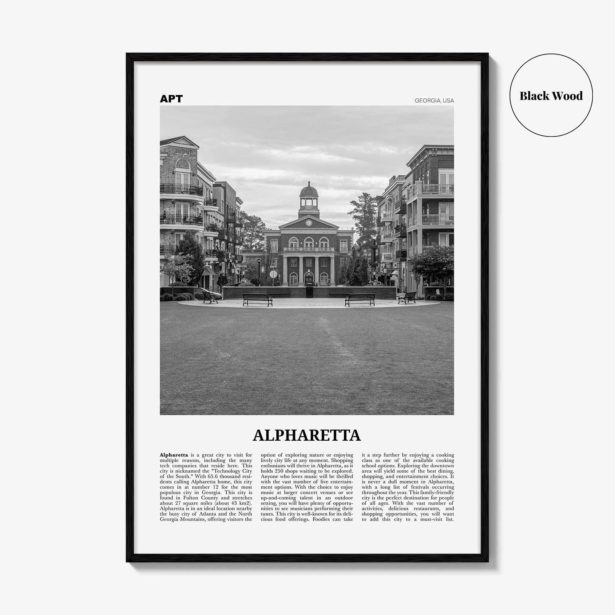 Alpharetta Print Black and White, Alpharetta Wall Art, Alpharetta Poster, Alpharetta Photo, Alpharetta Décor, Alpharetta Map, Georgia, USA