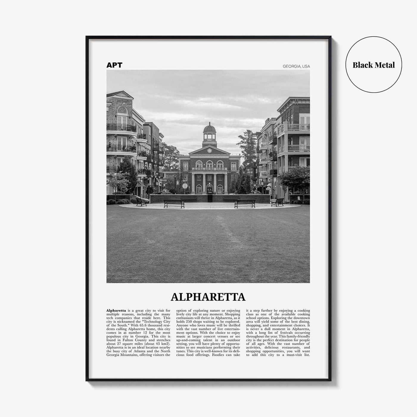 Alpharetta Print Black and White, Alpharetta Wall Art, Alpharetta Poster, Alpharetta Photo, Alpharetta Décor, Alpharetta Map, Georgia, USA