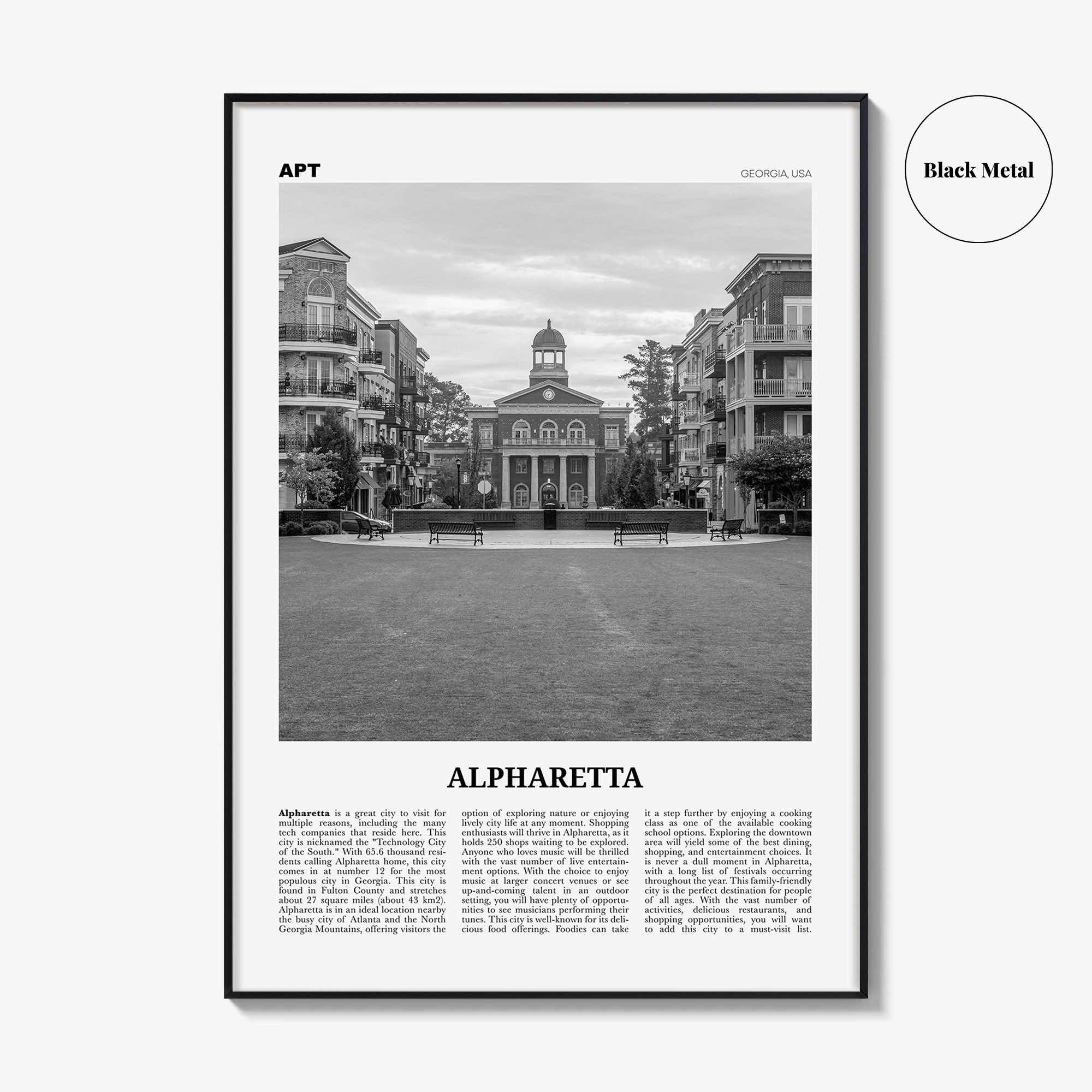 Alpharetta Print Black and White, Alpharetta Wall Art, Alpharetta Poster, Alpharetta Photo, Alpharetta Décor, Alpharetta Map, Georgia, USA