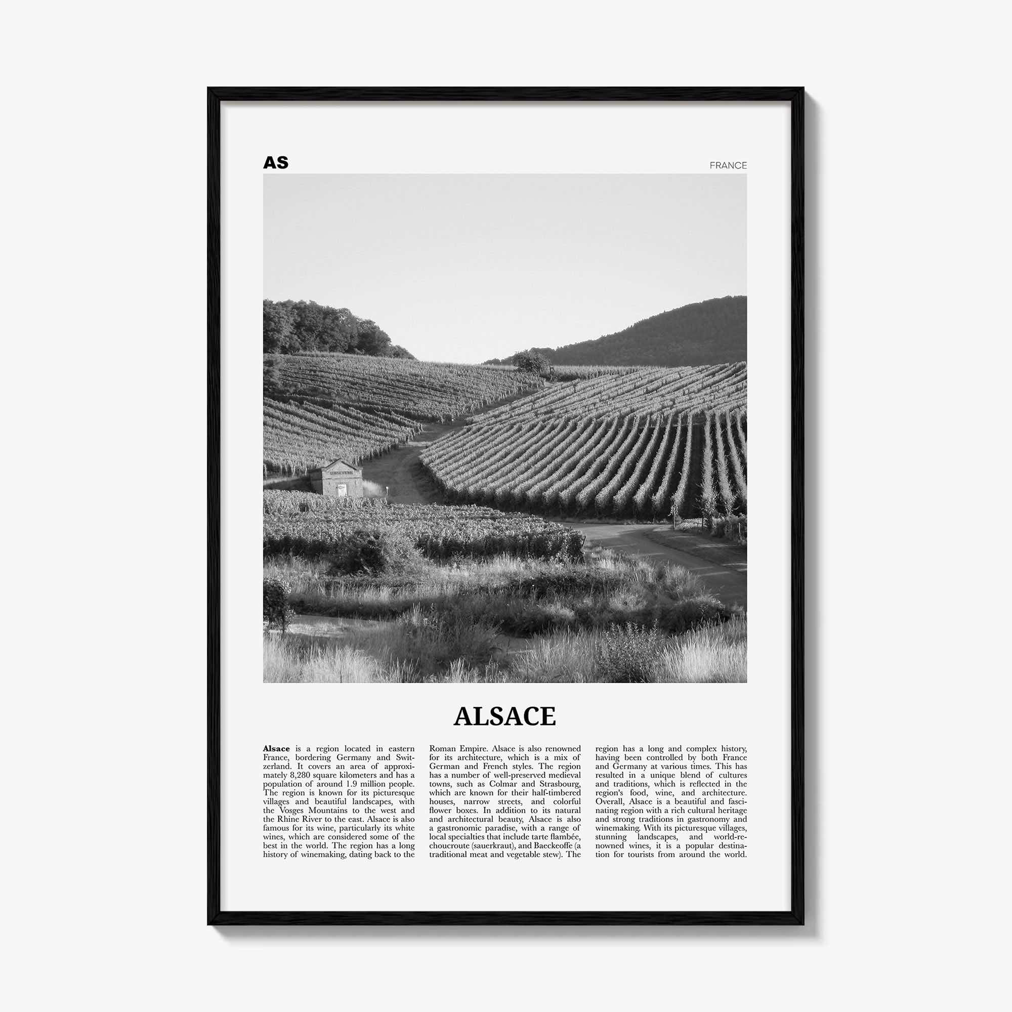 Alsace Print Black and White, Alsace Wall Art, Alsace Poster, Alsace Photo, Alsace Wall Décor, Alsace Map, France