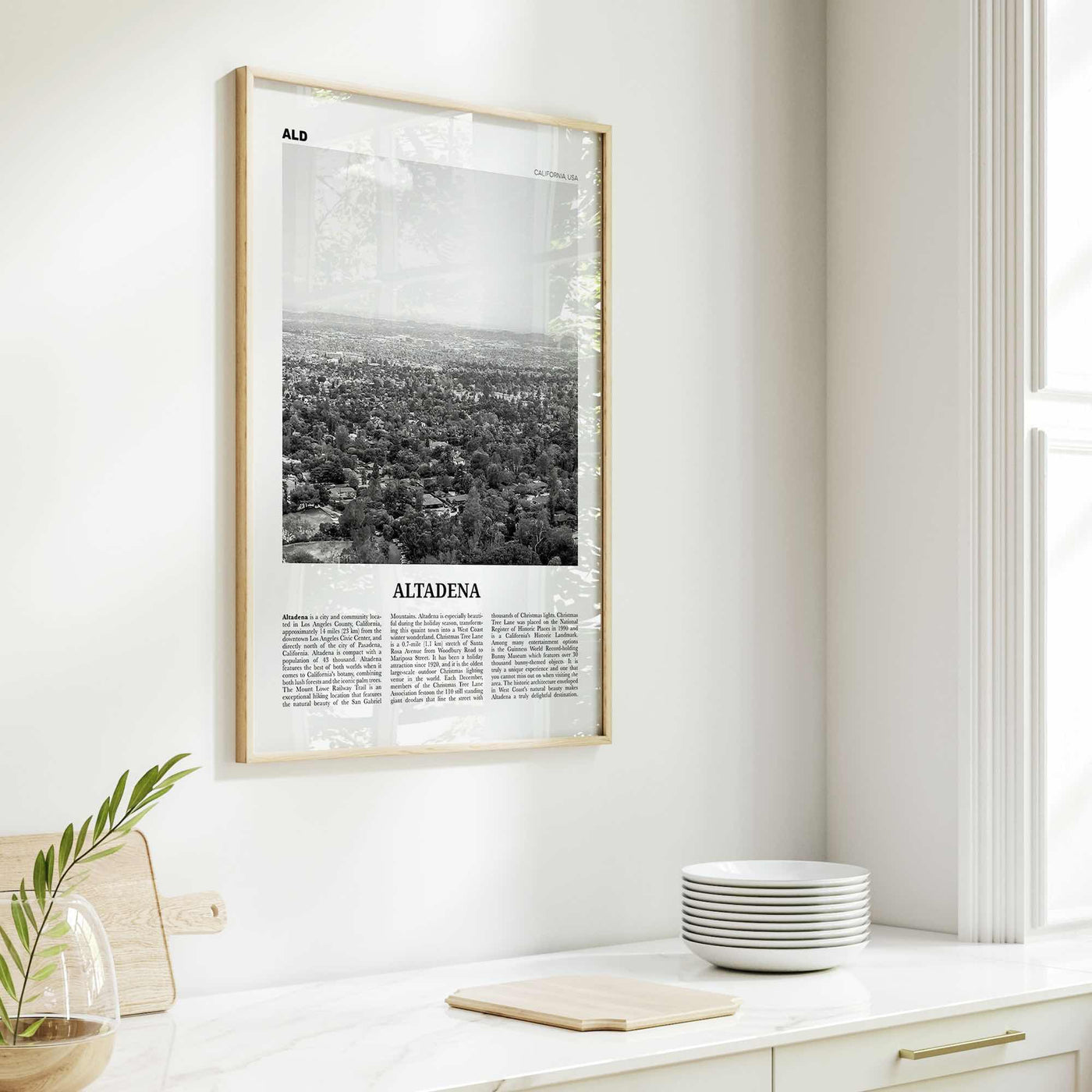 Altadena Print Black and White, Altadena Wall Art, Altadena Poster, Altadena Photo, Altadena Wall Décor, California, USA, United States