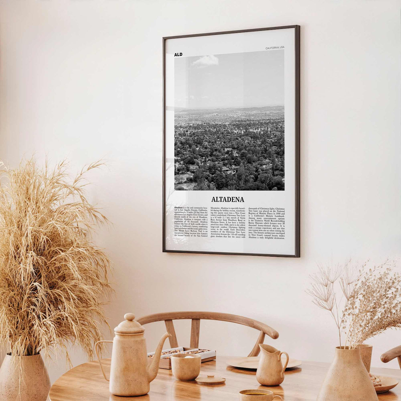 Altadena Print Black and White, Altadena Wall Art, Altadena Poster, Altadena Photo, Altadena Wall Décor, California, USA, United States