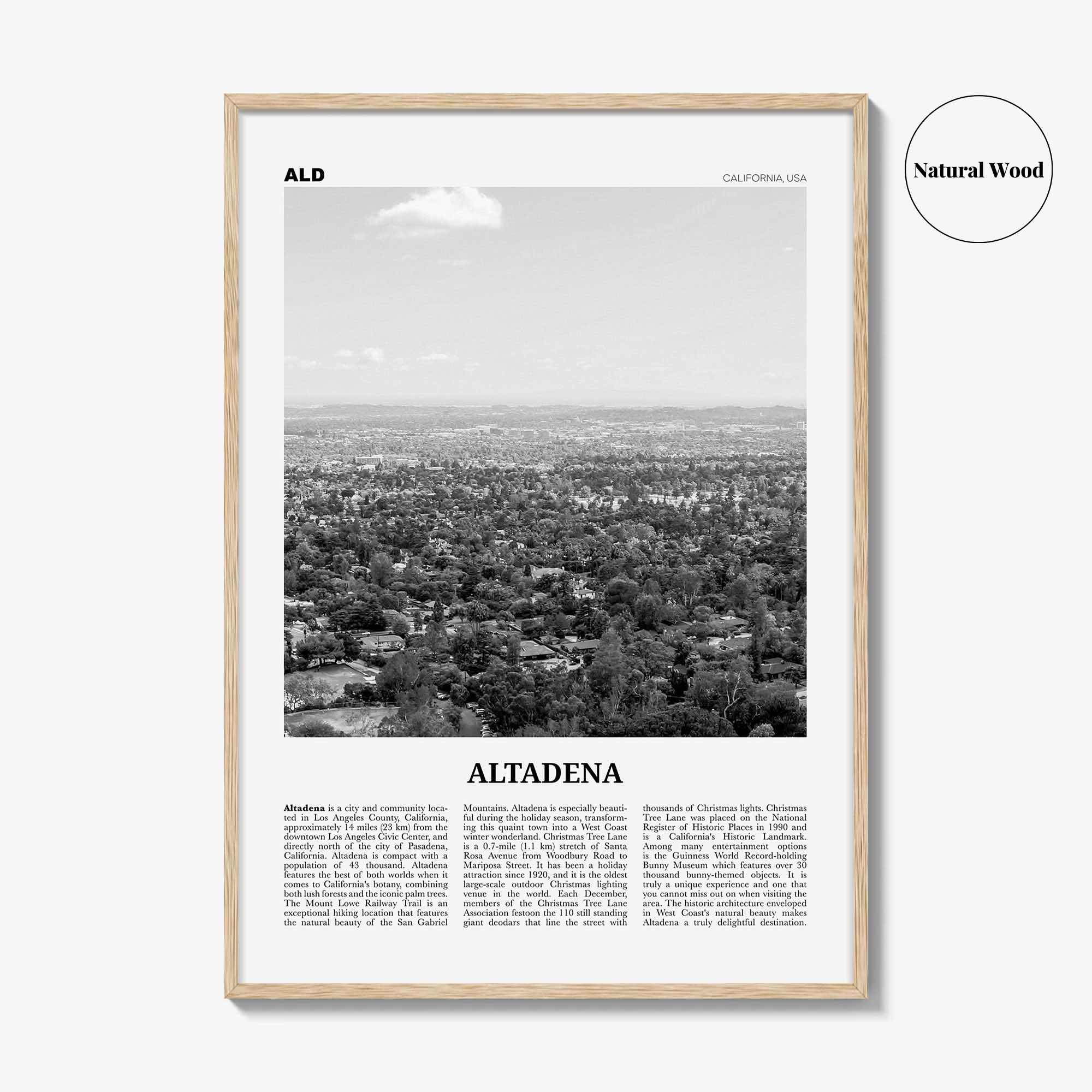 Altadena Print Black and White, Altadena Wall Art, Altadena Poster, Altadena Photo, Altadena Wall Décor, California, USA, United States