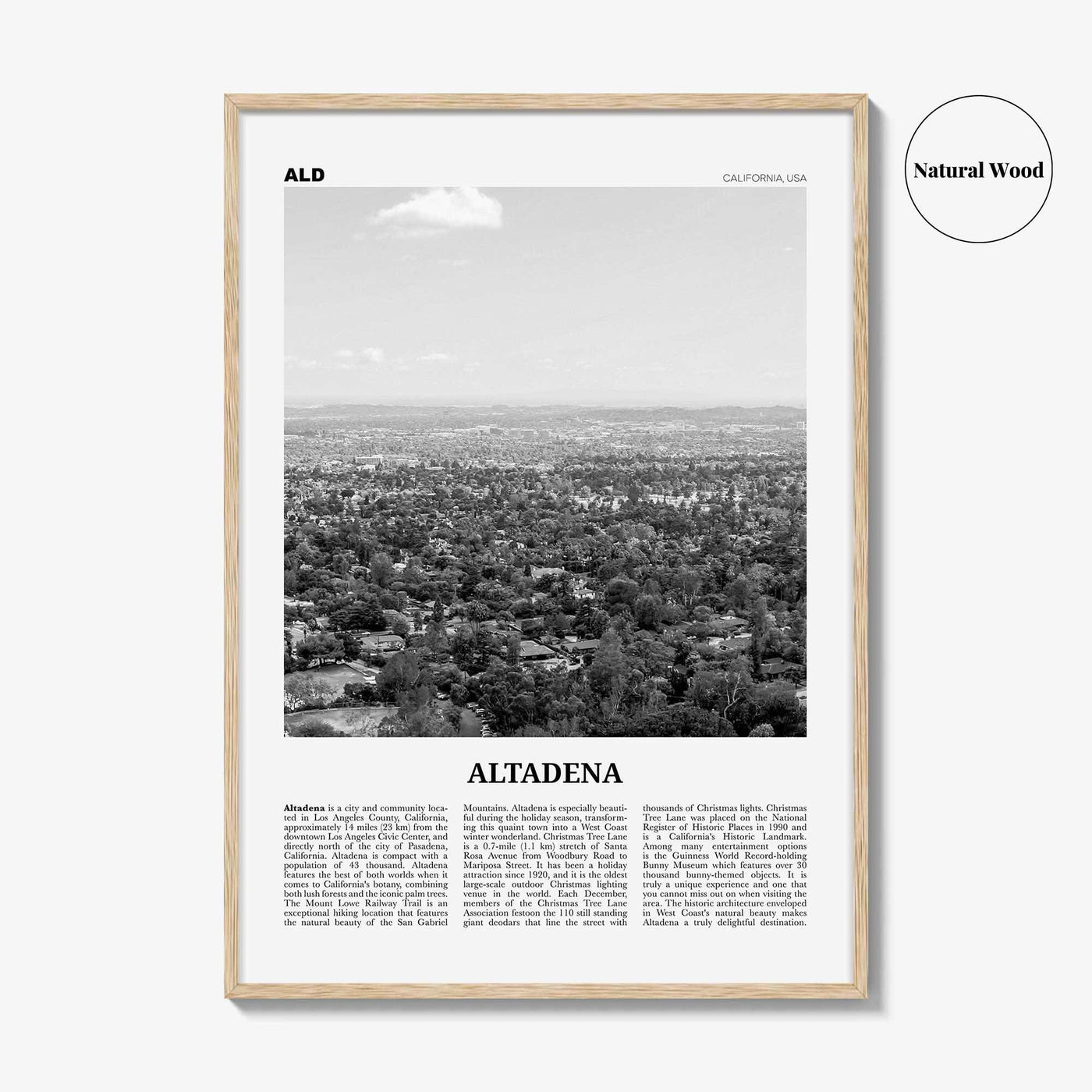 Altadena Print Black and White, Altadena Wall Art, Altadena Poster, Altadena Photo, Altadena Wall Décor, California, USA, United States