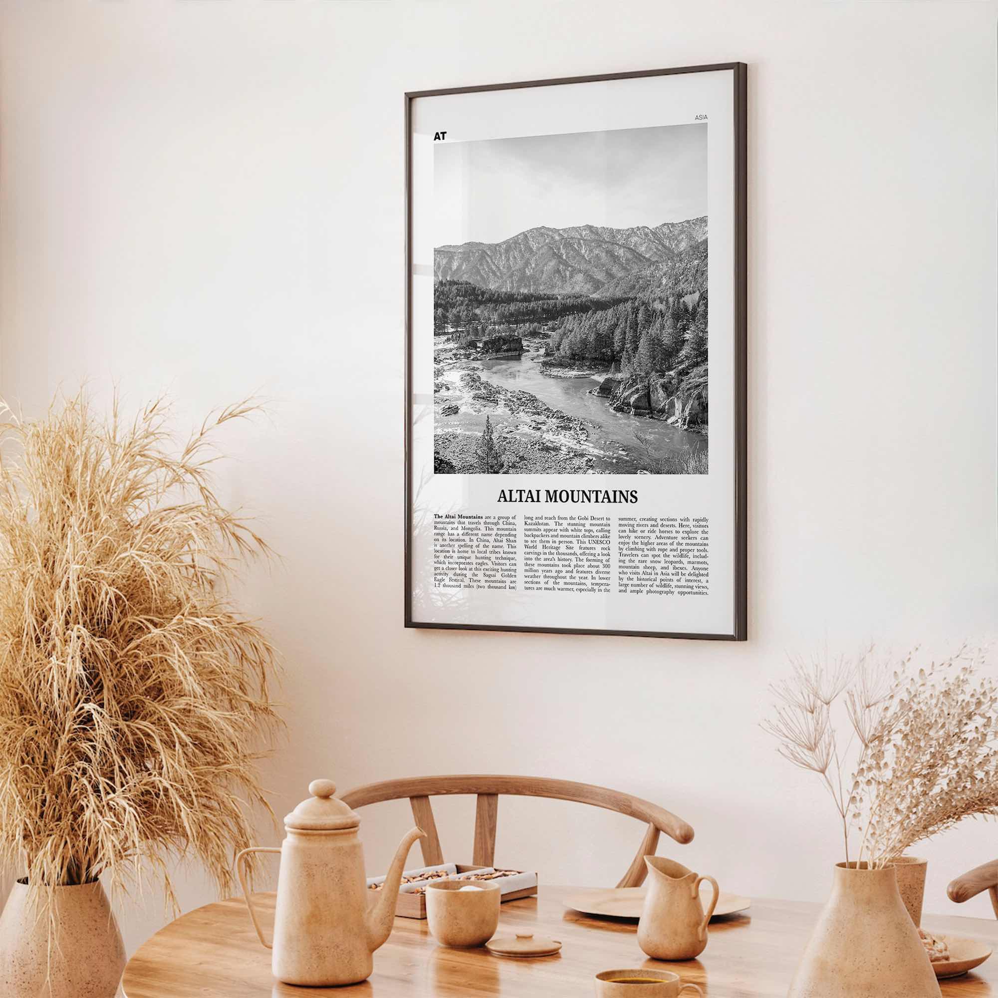 Altai Mountains Print Black and White, Altai Mountains Wall Art, Altai Mountains Poster, Altai Mountains Photo, Altai Map, Altai Wall Decor