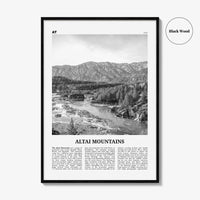 Altai Mountains Print Black and White, Altai Mountains Wall Art, Altai Mountains Poster, Altai Mountains Photo, Altai Map, Altai Wall Decor
