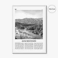 Altai Mountains Print Black and White, Altai Mountains Wall Art, Altai Mountains Poster, Altai Mountains Photo, Altai Map, Altai Wall Decor