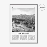 Altai Mountains Print Black and White, Altai Mountains Wall Art, Altai Mountains Poster, Altai Mountains Photo, Altai Map, Altai Wall Decor
