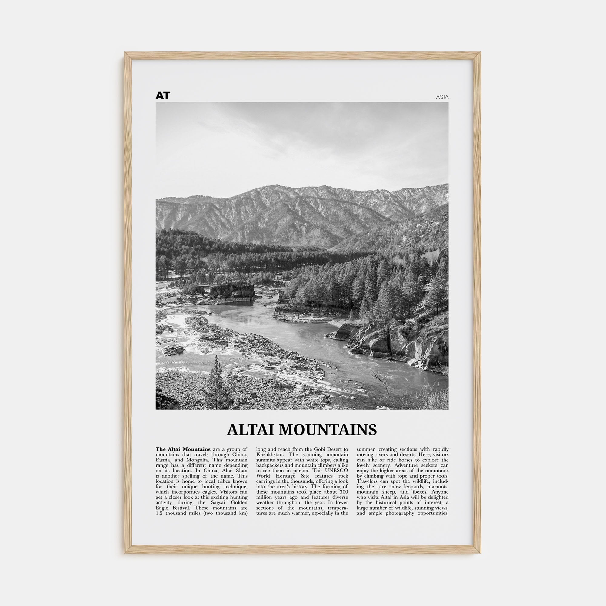Altai Mountains Travel B&W Poster
