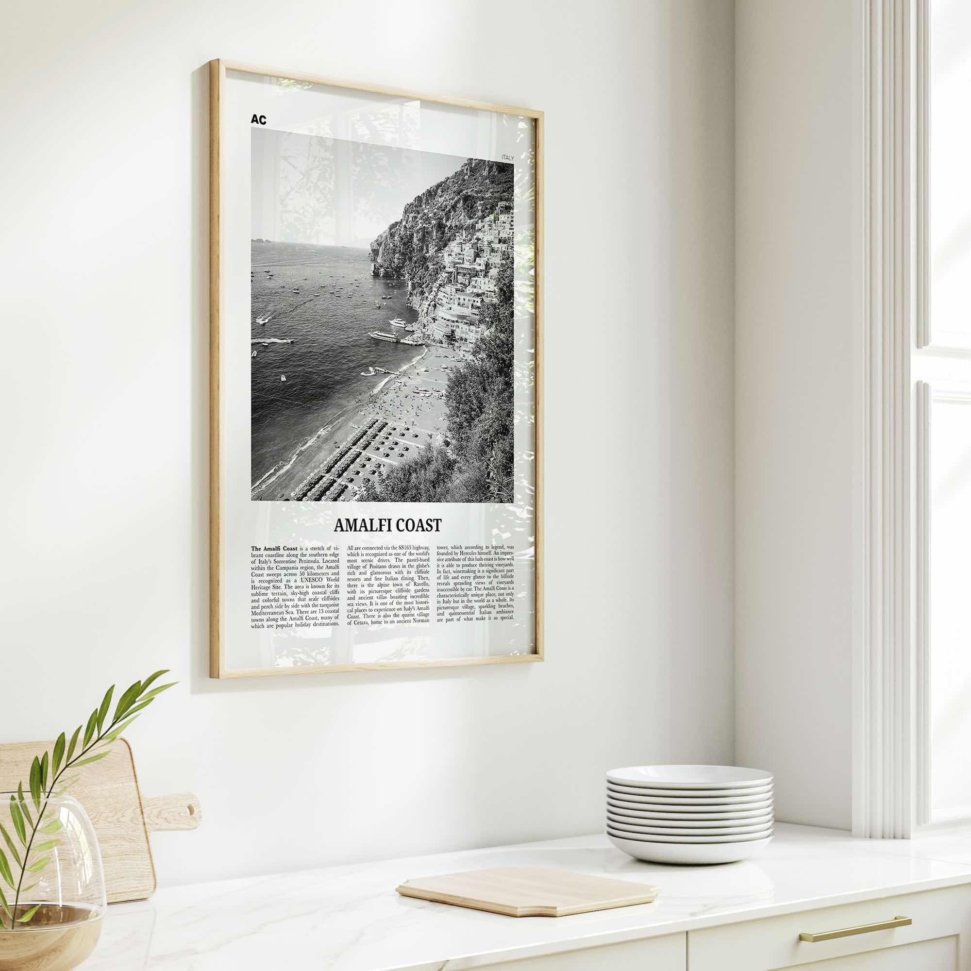 Amalfi Coast Print Black and White, Amalfi Coast Wall Art, Amalfi Coast Poster, Amalfi Coast Photo, Amalfi Coast Wall Décor, Amalfi Map