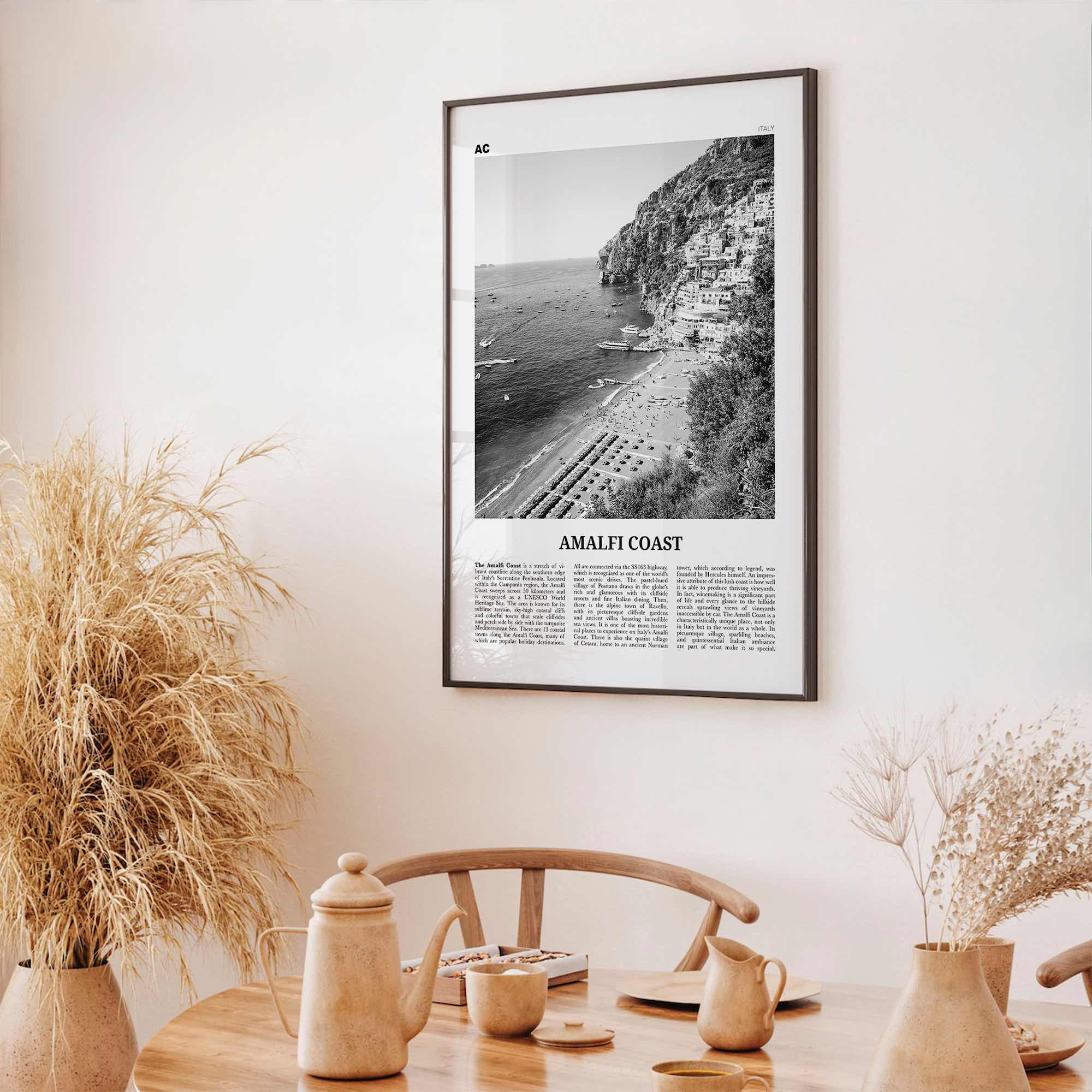 Amalfi Coast Print Black and White, Amalfi Coast Wall Art, Amalfi Coast Poster, Amalfi Coast Photo, Amalfi Coast Wall Décor, Amalfi Map