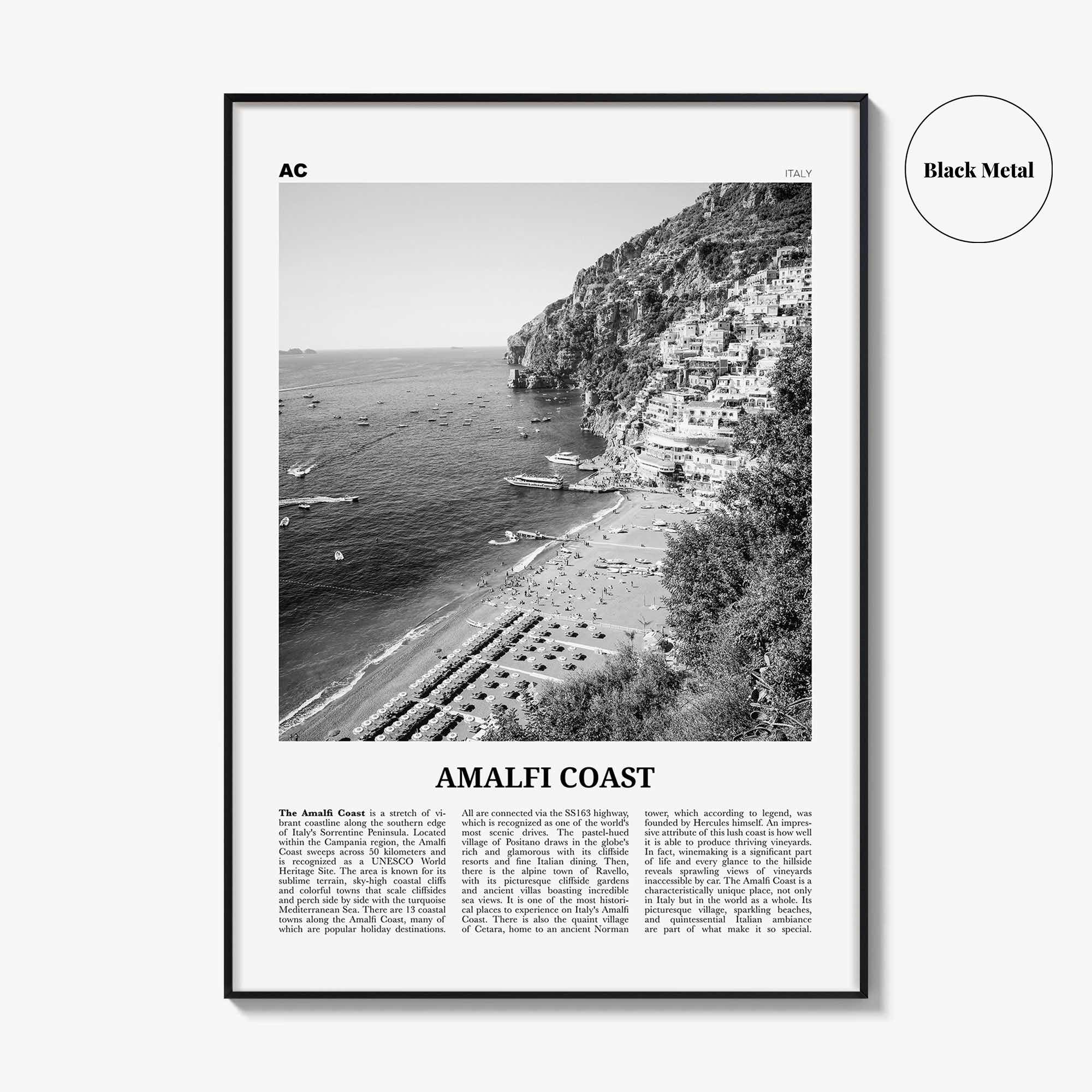 Amalfi Coast Print Black and White, Amalfi Coast Wall Art, Amalfi Coast Poster, Amalfi Coast Photo, Amalfi Coast Wall Décor, Amalfi Map